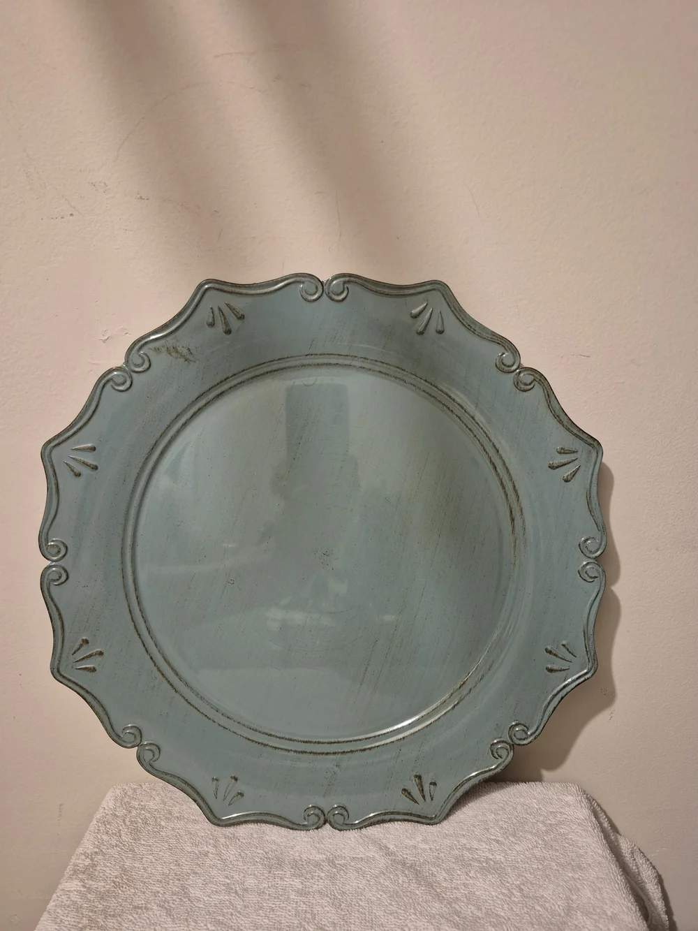 Kirklands Blue Ella Decorative Scalloped Charger Plate